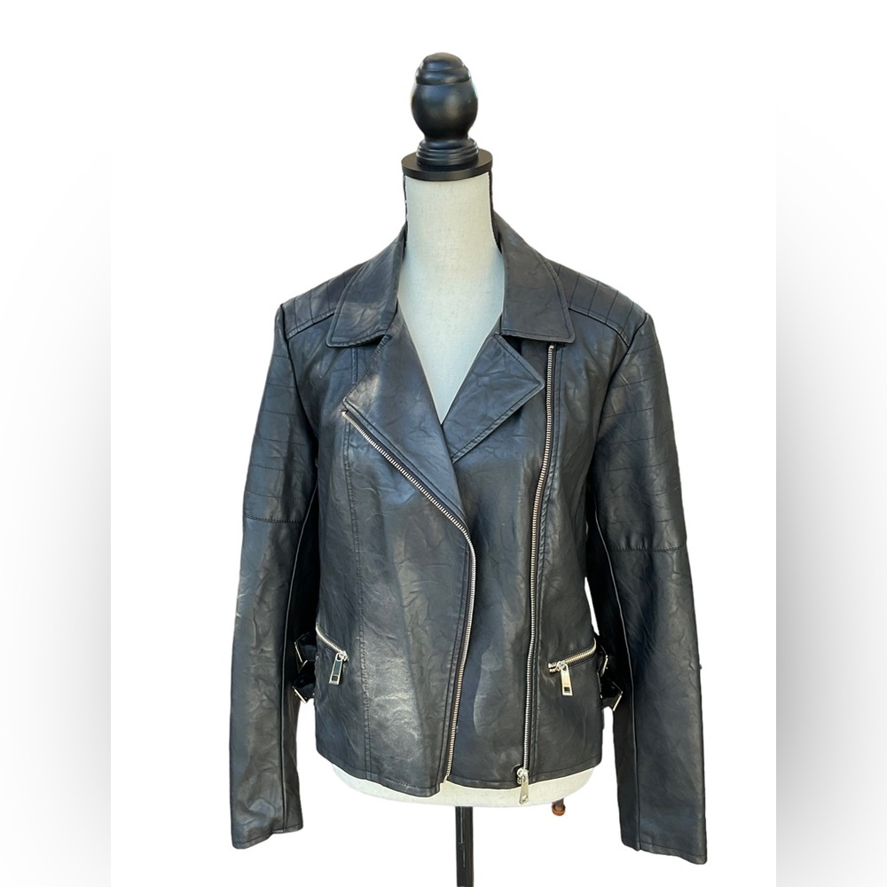 a.n.a. Faux Leather Motorcycle Jacket Size L - Picture 11 of 14